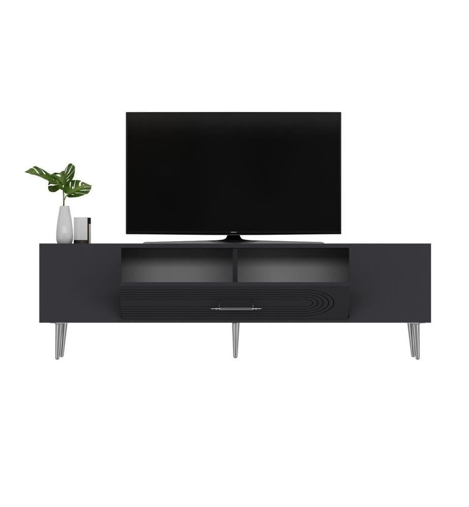 TV-Ständer, anthrazit, silber, 100 % MELAMINBESCHICHTETE SPANPLATTE