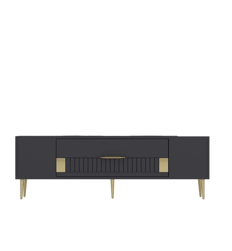 TV-Ständer, anthrazit, gold, 100 % MELAMINBESCHICHTETE SPANPLATTE