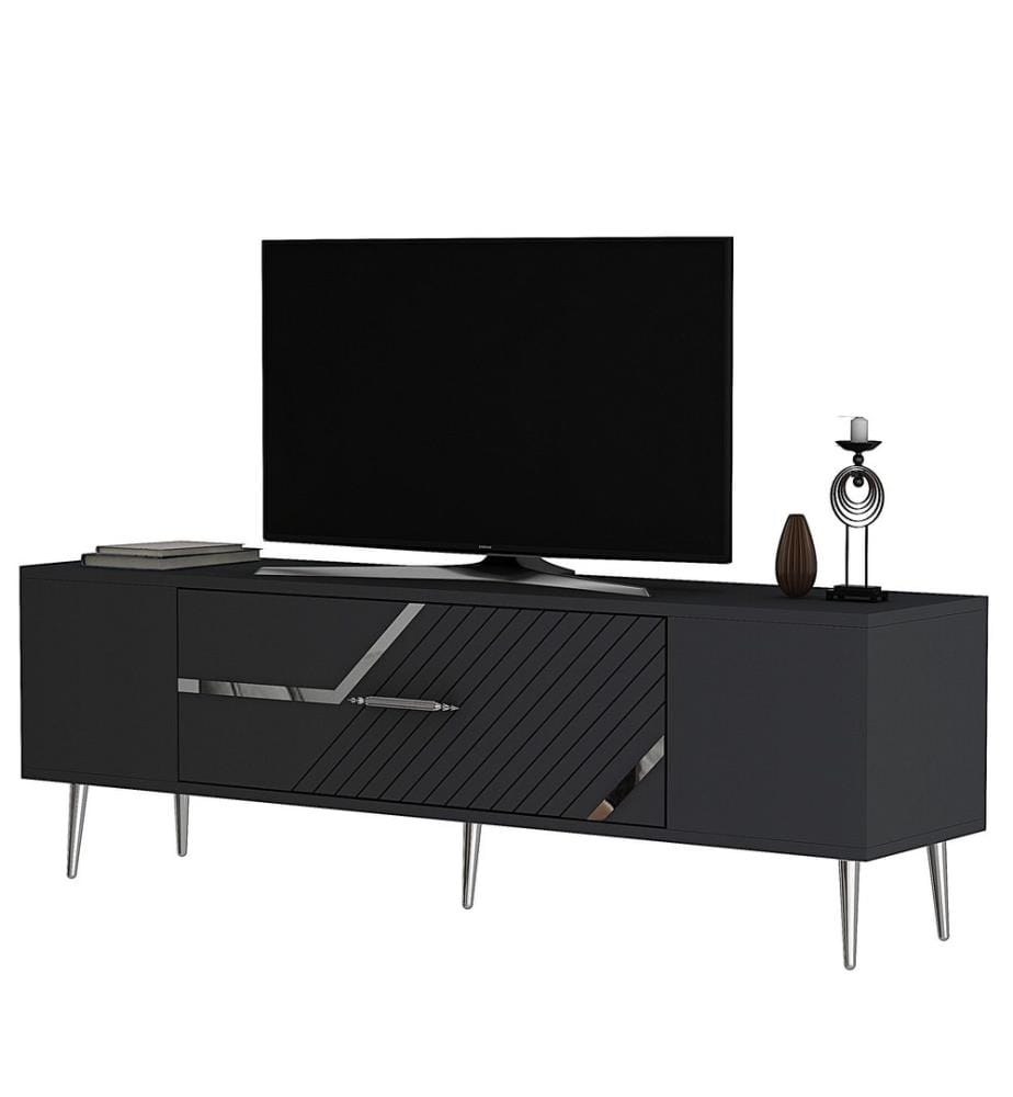 TV-Ständer, anthrazit, silber, 100 % MELAMINBESCHICHTETE SPANPLATTE