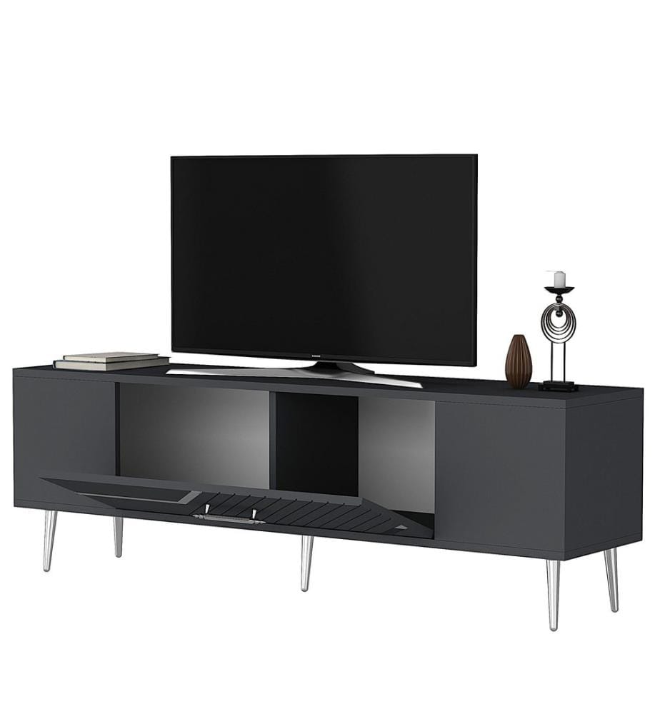 TV-Ständer, anthrazit, silber, 100 % MELAMINBESCHICHTETE SPANPLATTE
