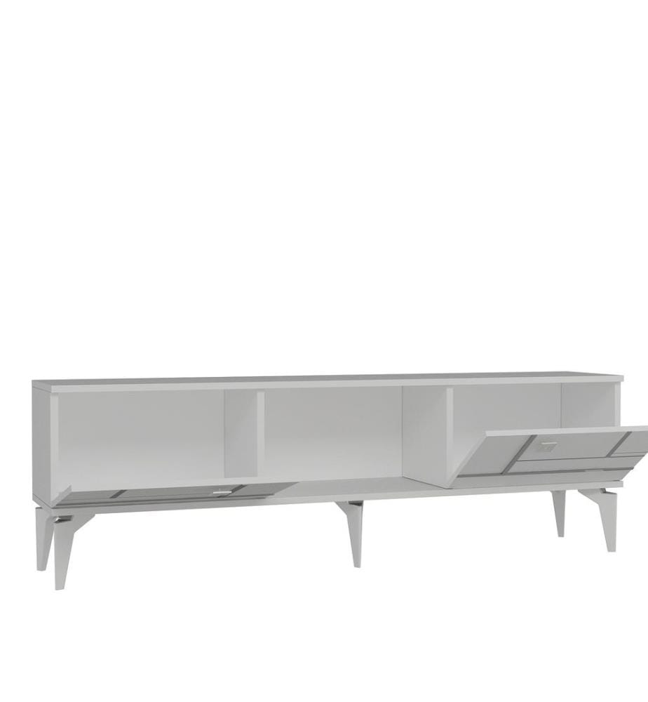 TV-Ständer, Weiss, Silber, 100 % MELAMINBESCHICHTETE SPANPLATTE