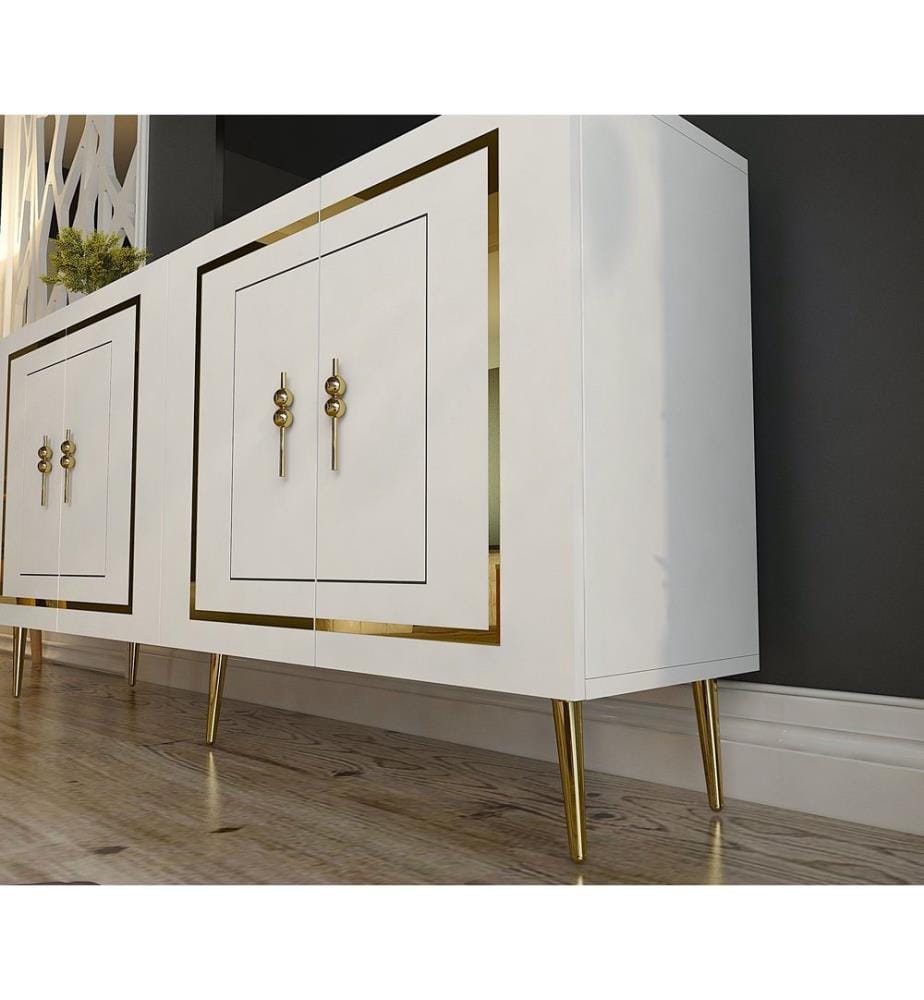 Konsole, Weiss, Gold, 100 % MELAMINBESCHICHTETE SPANPLATTE