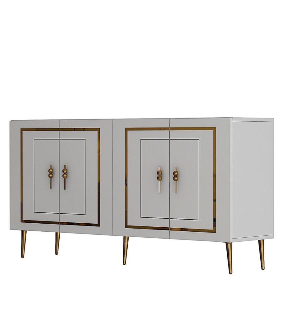 Konsole, Weiss, Gold, 100 % MELAMINBESCHICHTETE SPANPLATTE