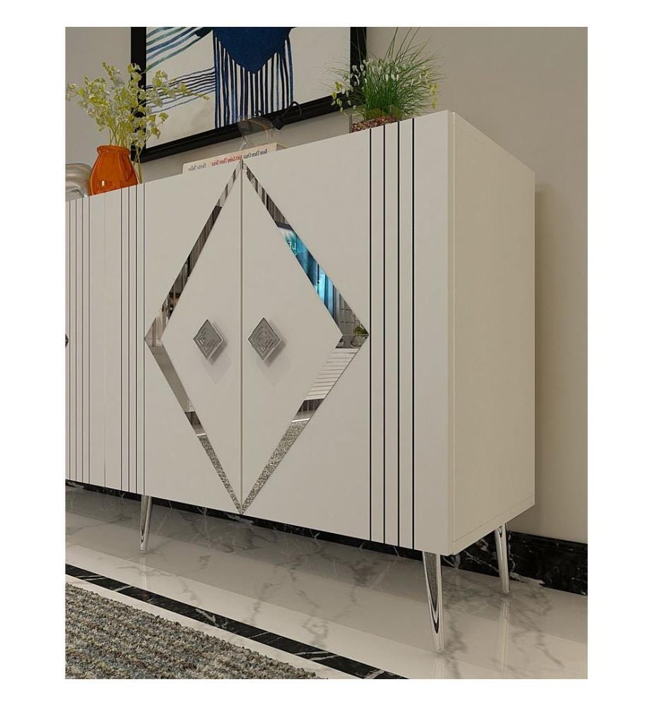 Konsole, Weiss, Silber, 100 % MELAMINBESCHICHTETE SPANPLATTE