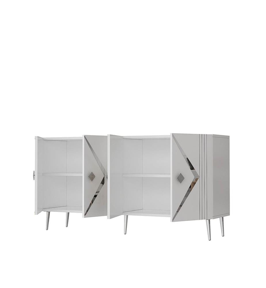 Konsole, Weiss, Silber, 100 % MELAMINBESCHICHTETE SPANPLATTE