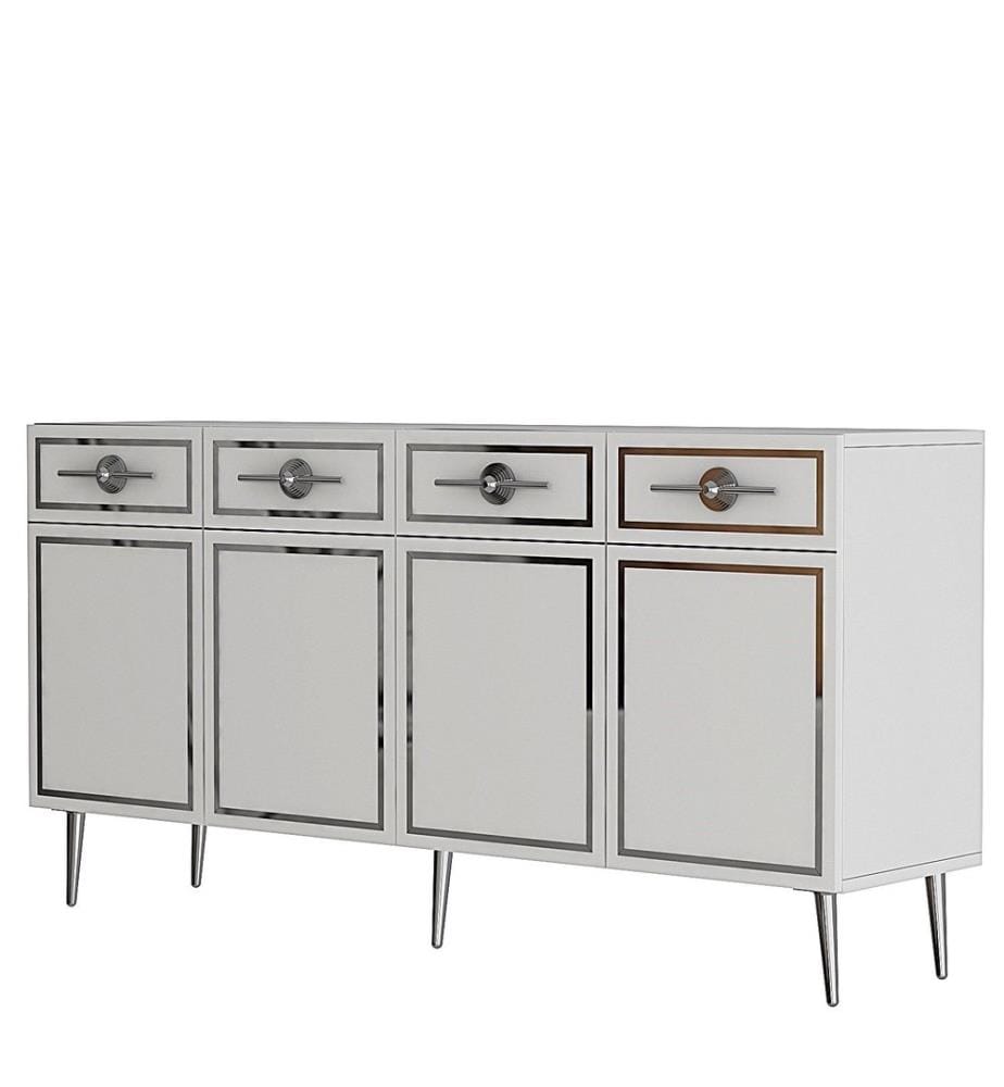 Konsole, Weiss, Silber, 100 % MELAMINBESCHICHTETE SPANPLATTE