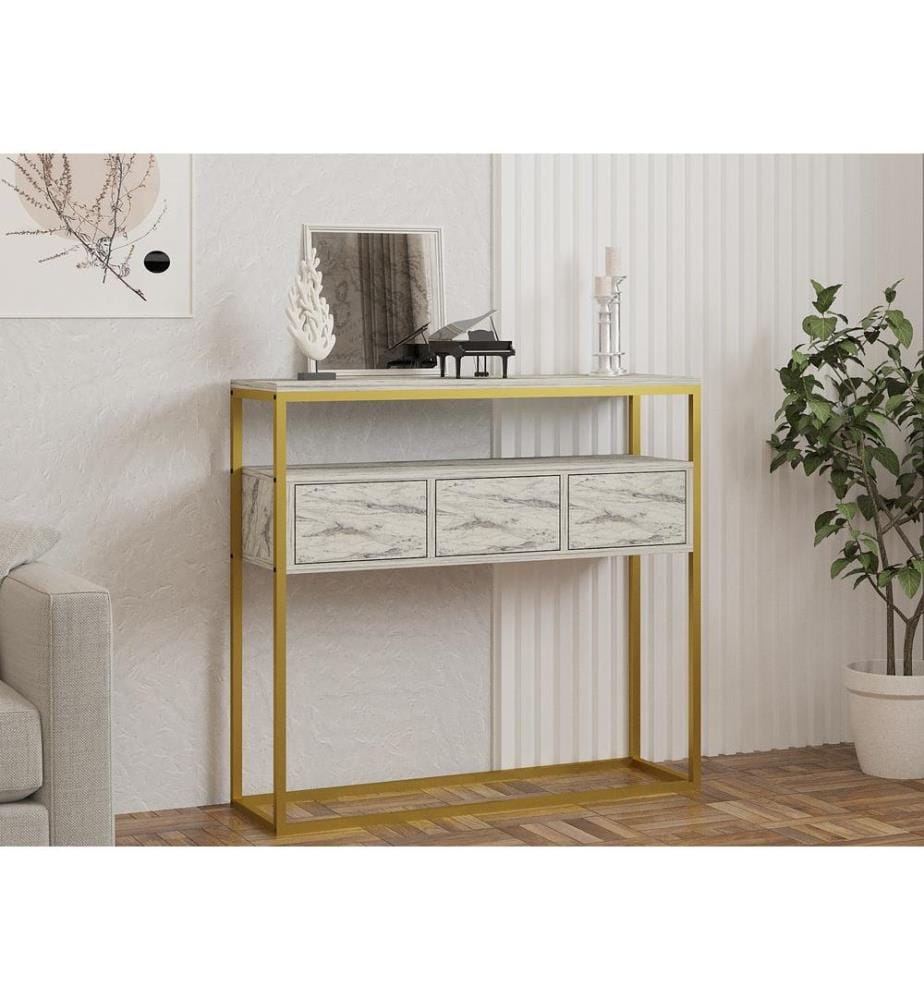 Console, marbre freesia, PANNEAU DE PARTICULES 100 % MÉLAMINÉ