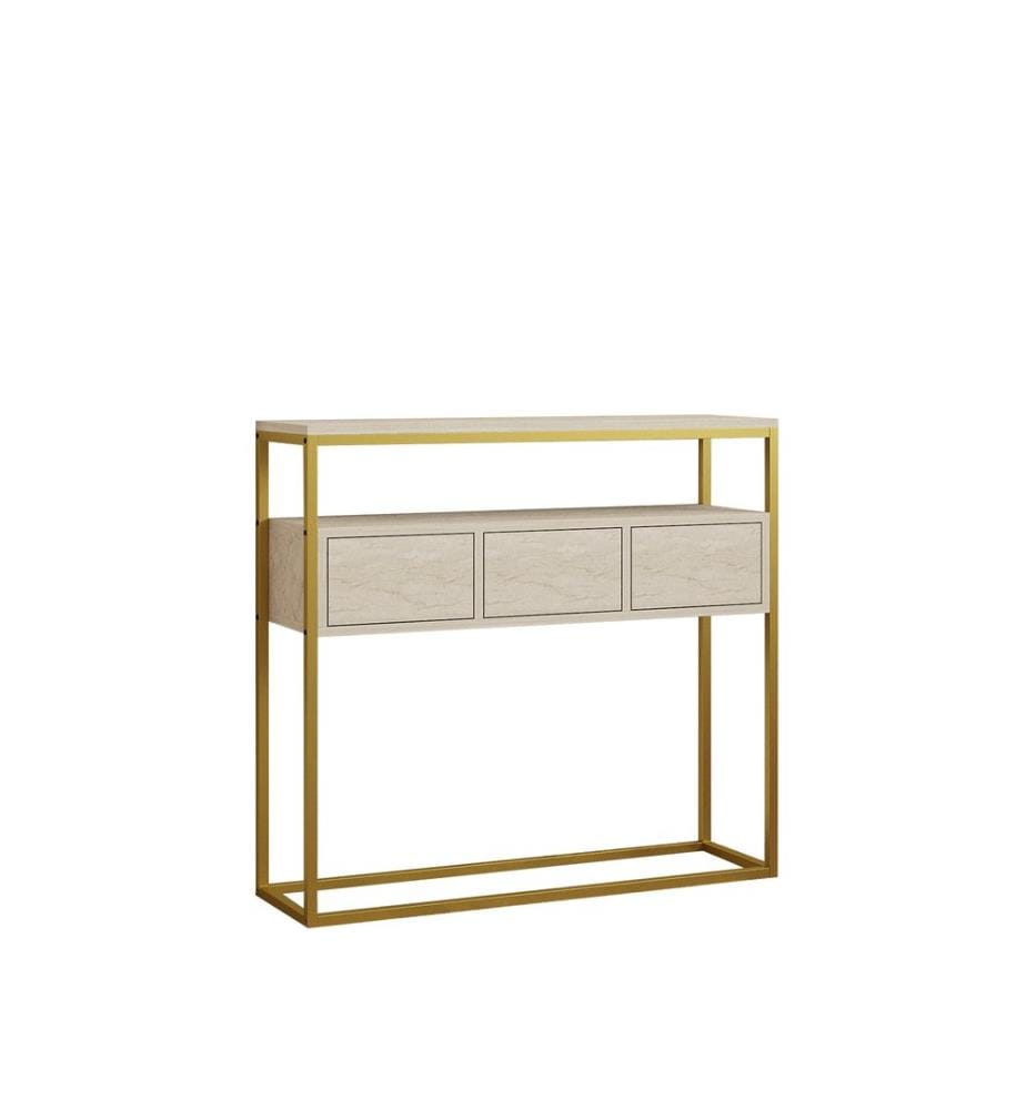 Console, travertin, panneau de particules 100 % mélaminé