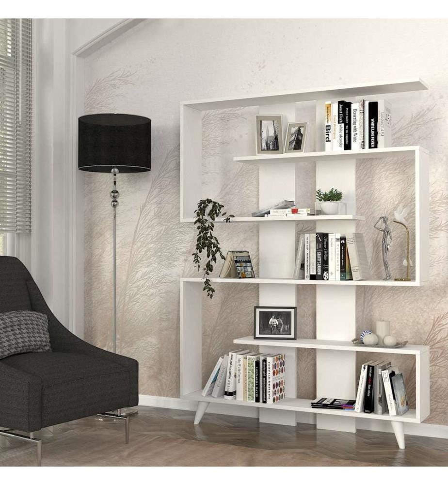 Blanc, Librairie, 162X120X20 cm, Plaque De Particules Enrobée De Mélamine