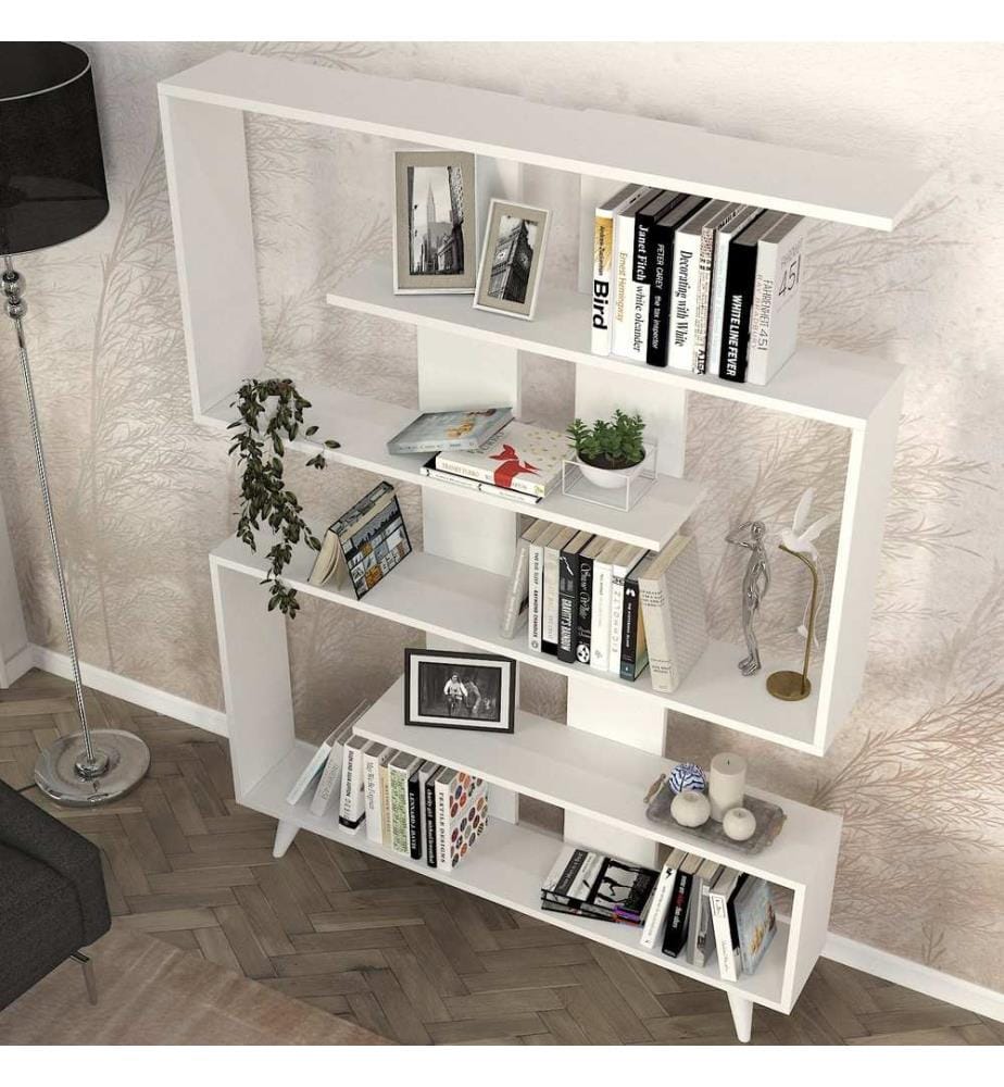 Blanc, Librairie, 162X120X20 cm, Plaque De Particules Enrobée De Mélamine