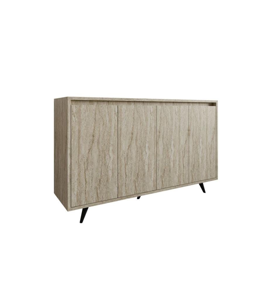 Console, travertin, panneau de particules 100 % mélaminé