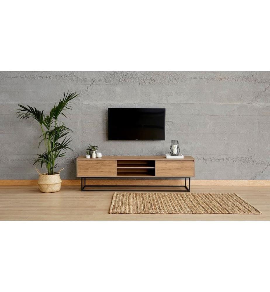 Nussbaumfarbe,Schwarz, Tv Schränke, 50X180X40 cm, Melaminbeschichtete Partikelplatte