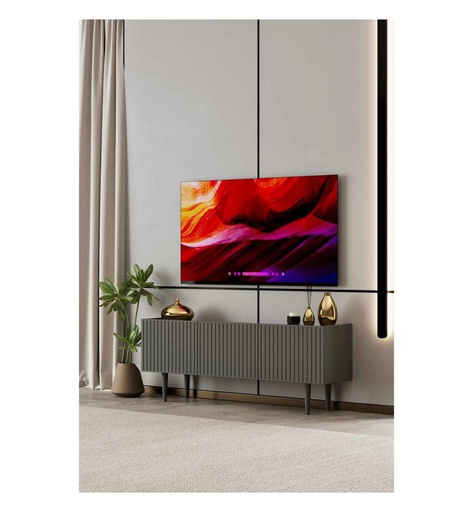Meuble TV, MDF 100 % stratifié, gris