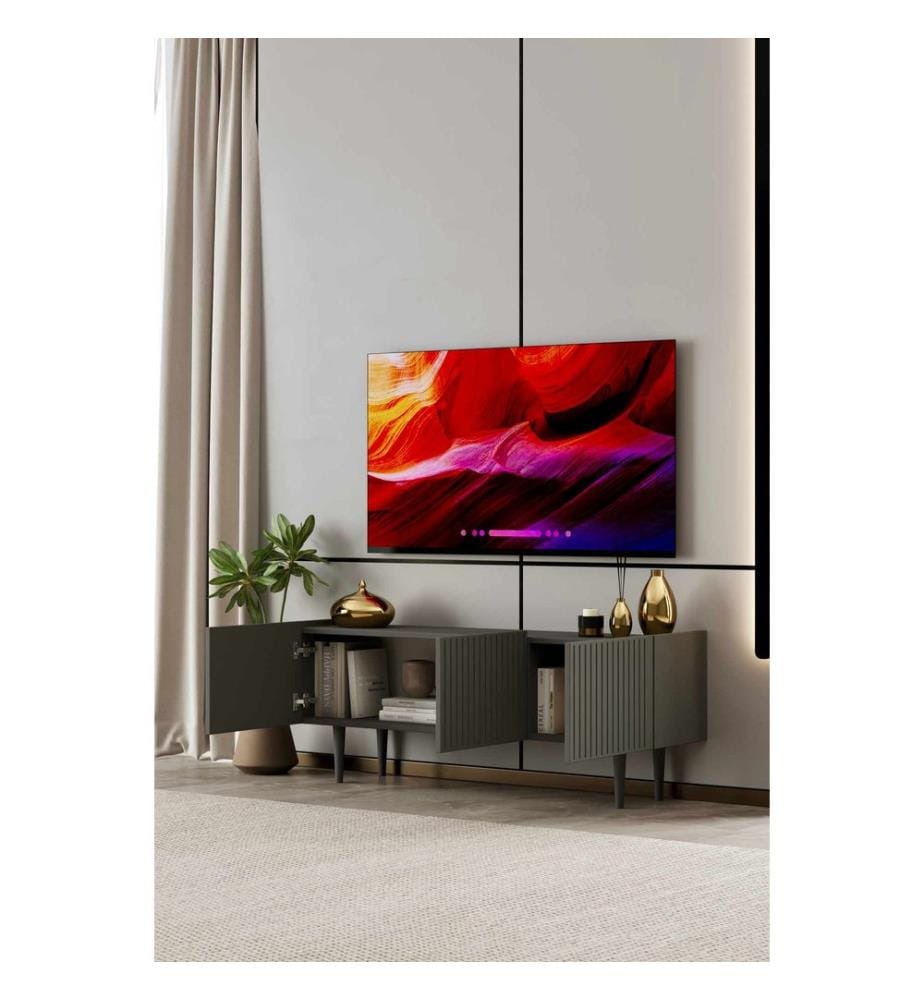 Meuble TV, MDF 100 % stratifié, gris