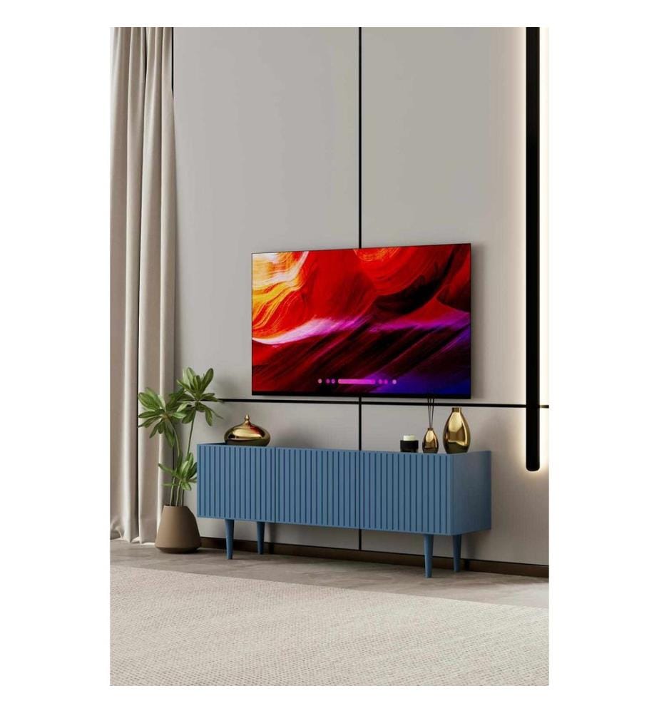 Meuble TV, MDF 100 % stratifié, bleu