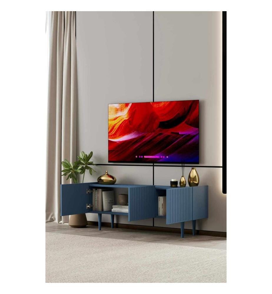 Meuble TV, MDF 100 % stratifié, bleu