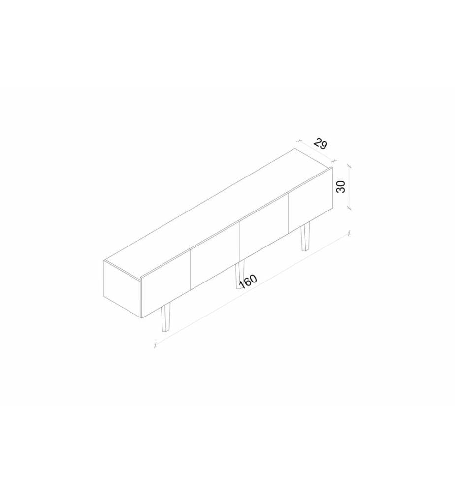 Meuble TV, MDF 100 % stratifié, blanc