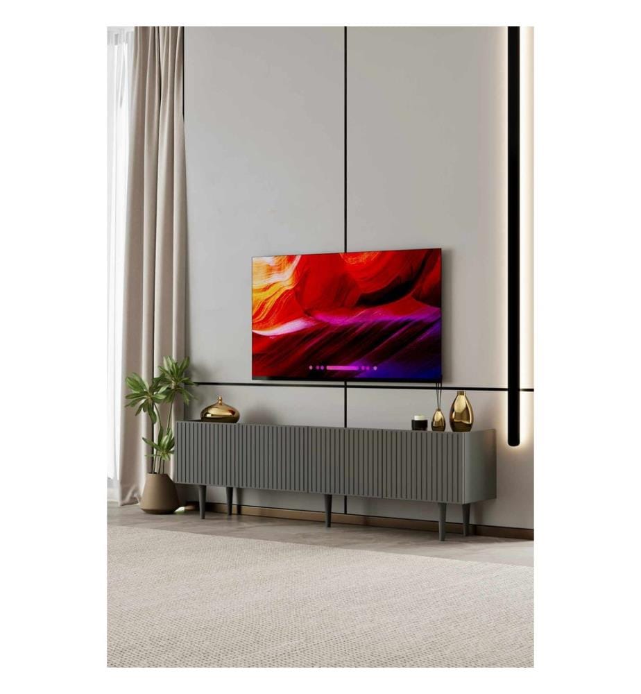 Meuble TV, MDF 100 % stratifié, gris