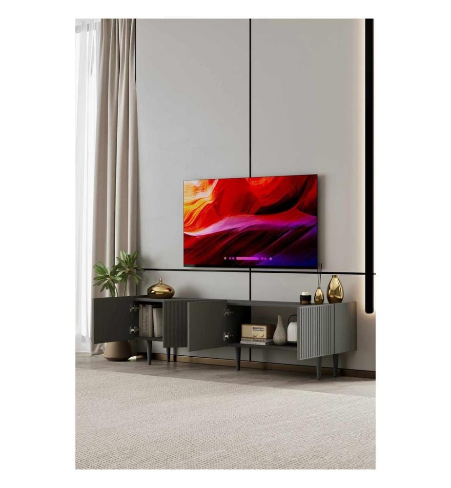 Meuble TV, MDF 100 % stratifié, gris
