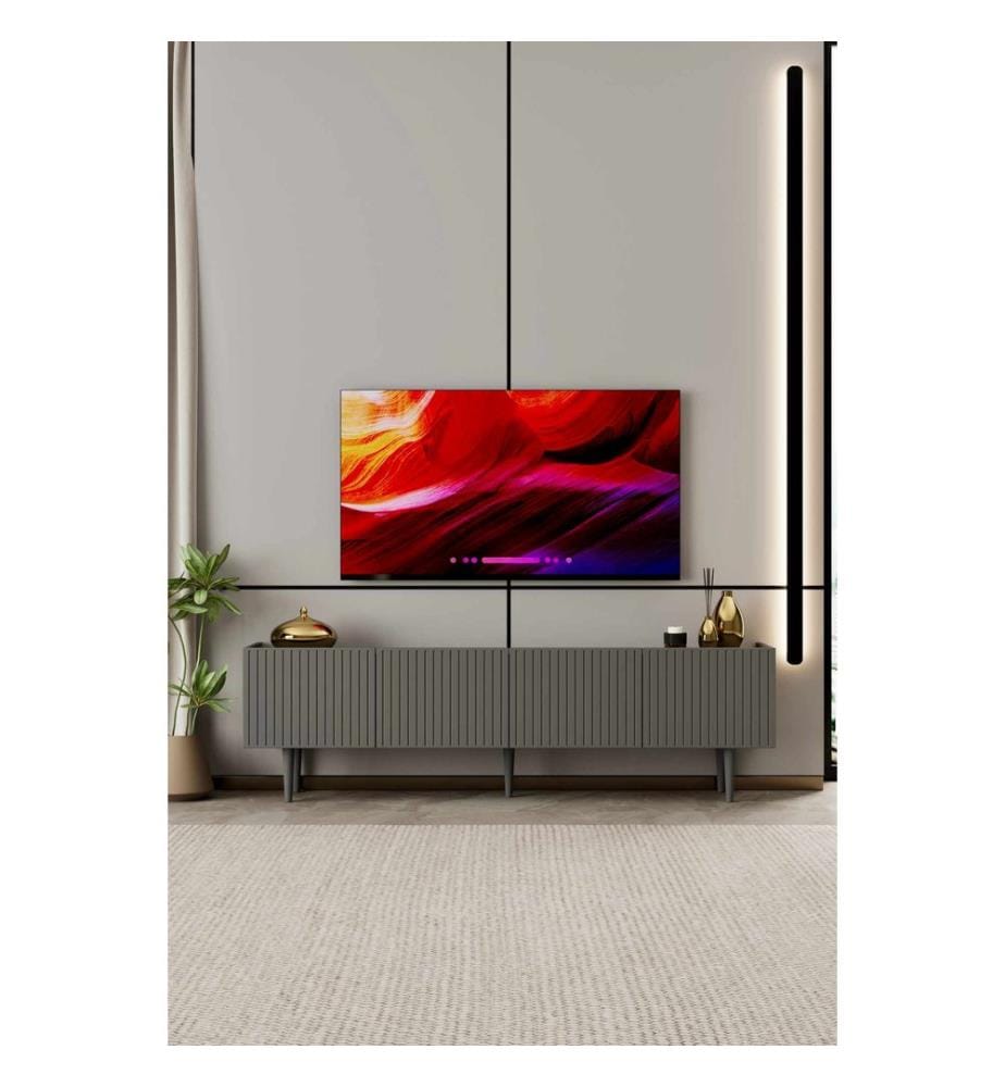 TV-Ständer, 100 % laminierte MDF-Platte, Grau