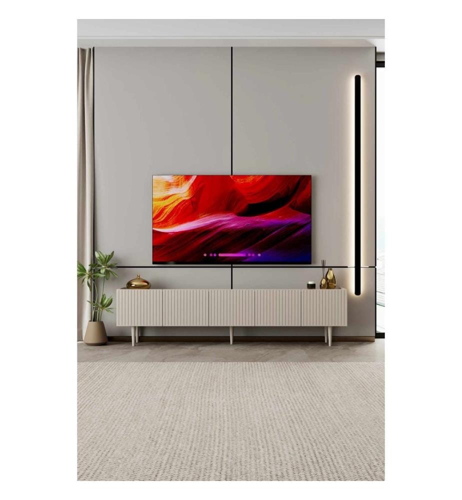 Meuble TV, MDF 100 % stratifié, grès