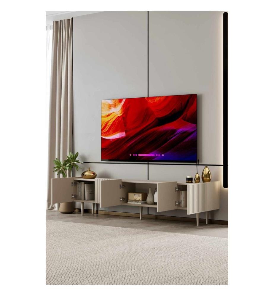 Meuble TV, MDF 100 % stratifié, grès