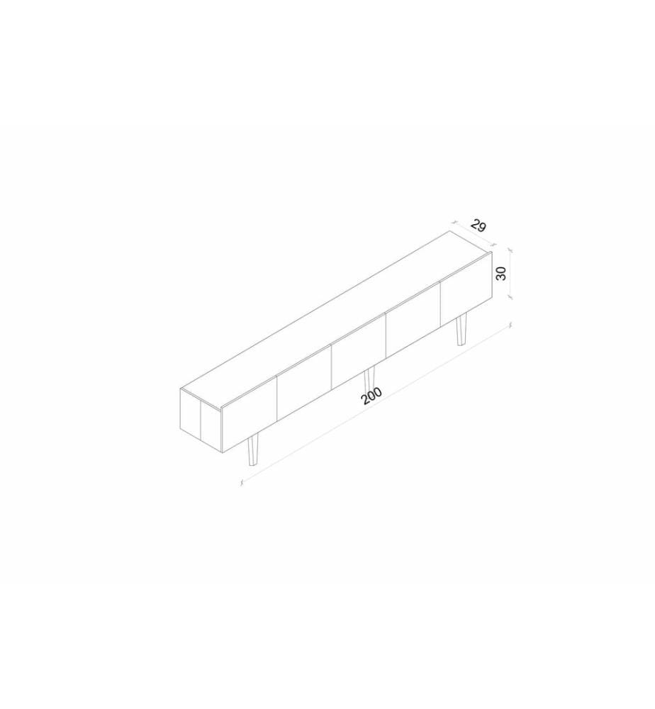 Meuble TV, MDF 100 % stratifié, grès