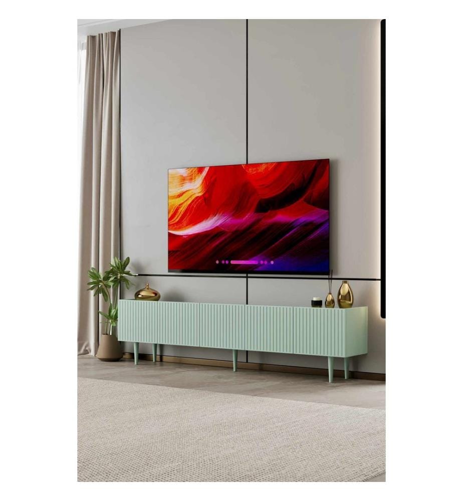 Meuble TV, MDF 100 % stratifié, couleur menthe