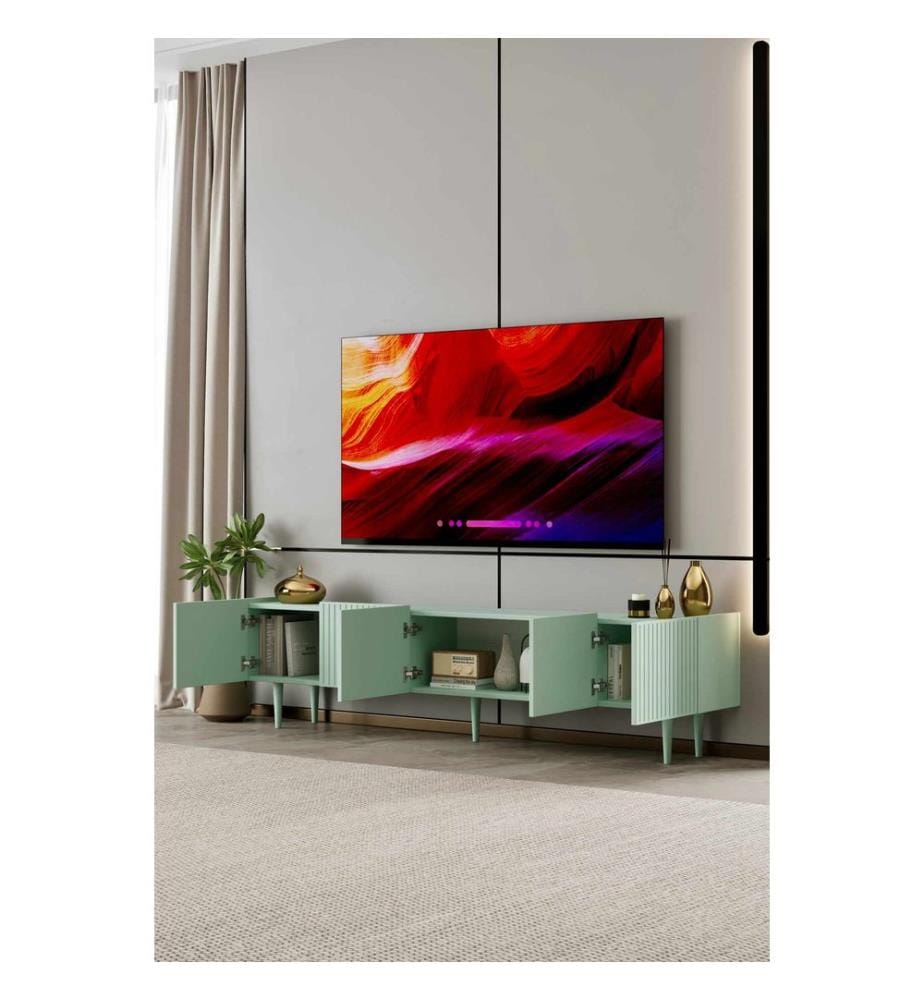 Meuble TV, MDF 100 % stratifié, couleur menthe