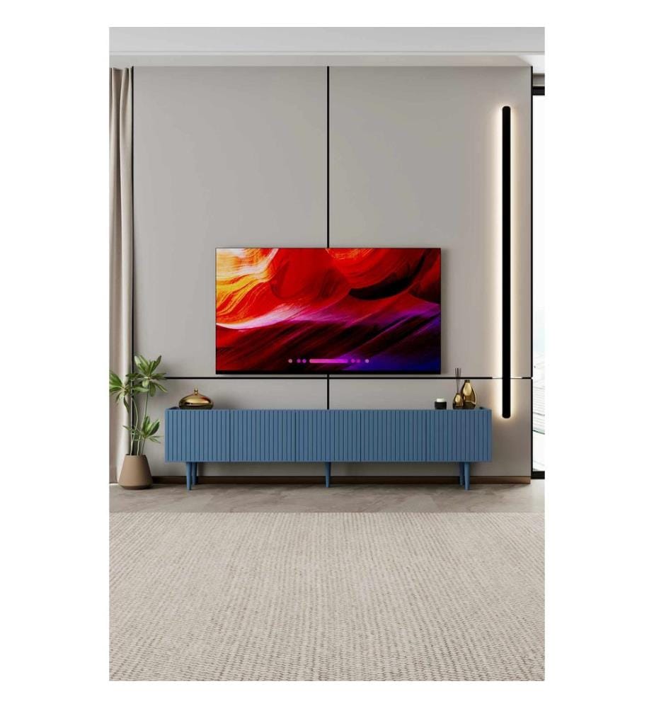 Meuble TV, MDF 100 % stratifié, bleu