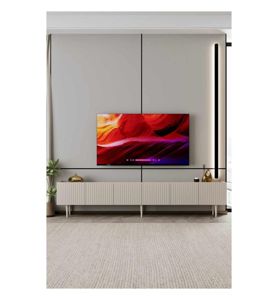 Meuble TV, MDF 100 % stratifié, grès