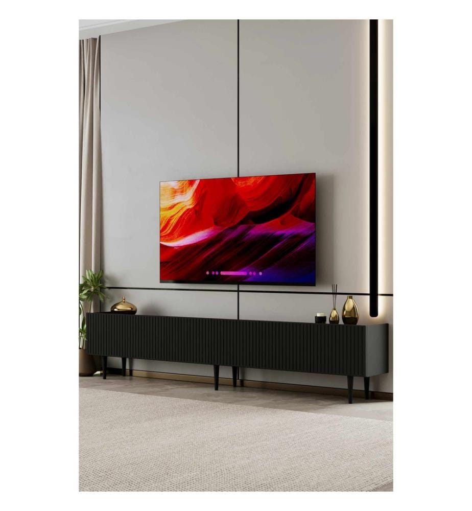 Meuble TV, MDF 100 % stratifié, noir