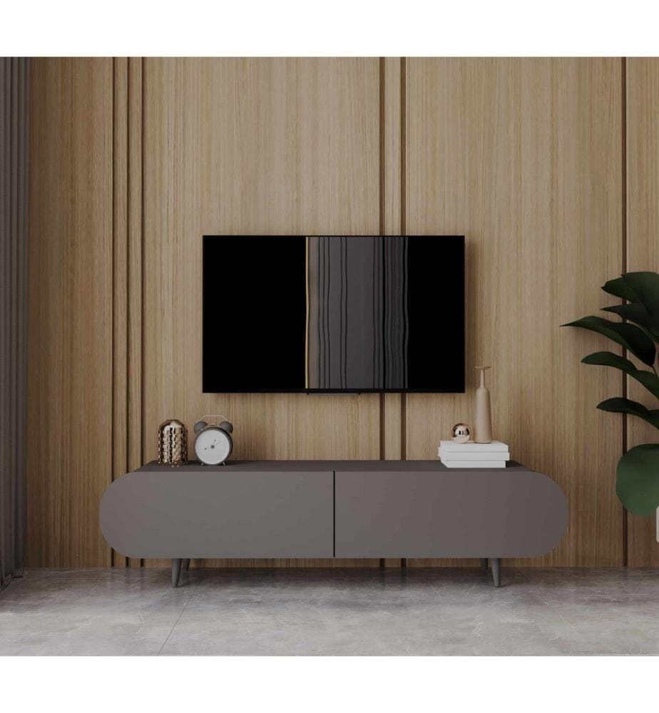 TV-Ständer, 100 % laminierte MDF-Platte, Grau