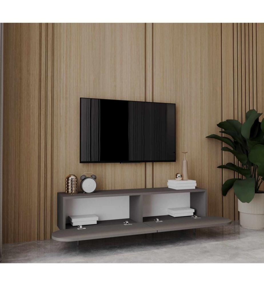 TV-Ständer, 100 % laminierte MDF-Platte, Grau