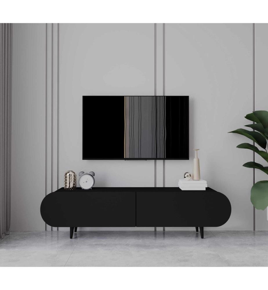Meuble TV, MDF 100 % stratifié, noir