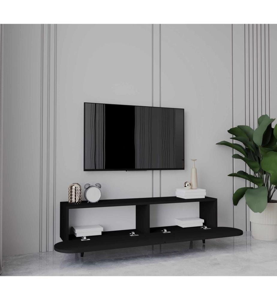 Meuble TV, MDF 100 % stratifié, noir