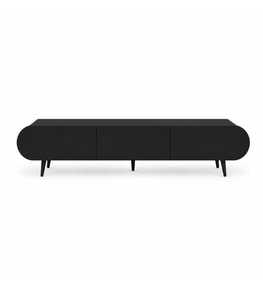 TV-Ständer, 100 % laminierte MDF-Platte, Schwarz