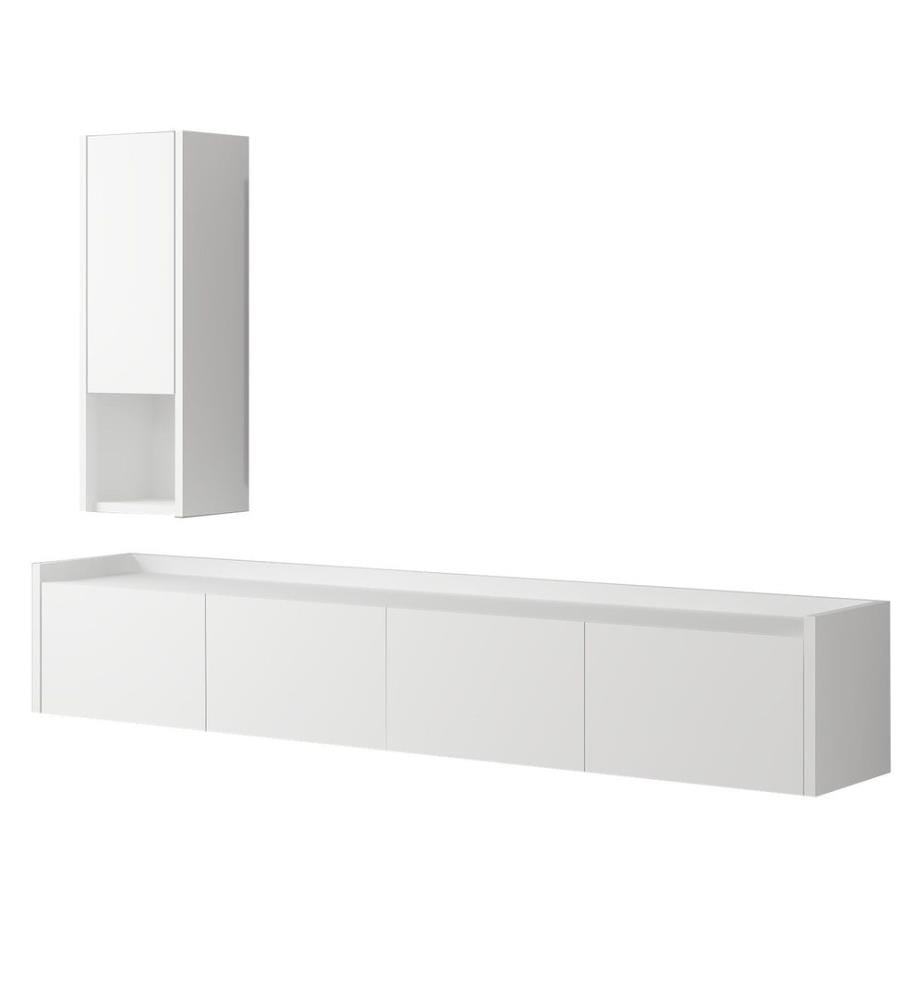 Meuble TV, panneau de particules 100 % mélaminé, blanc