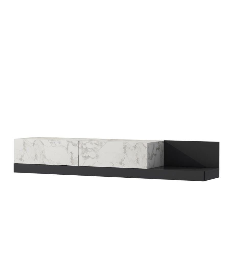 Meuble TV, panneau de particules 100 % mélaminé, marbre Marmo, anthracite