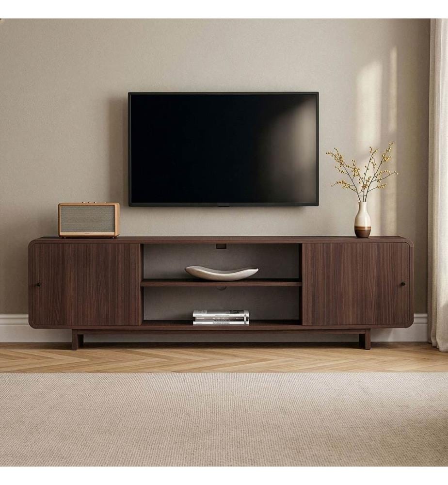 Meuble TV, panneau de particules 100 % mélaminé, noyer