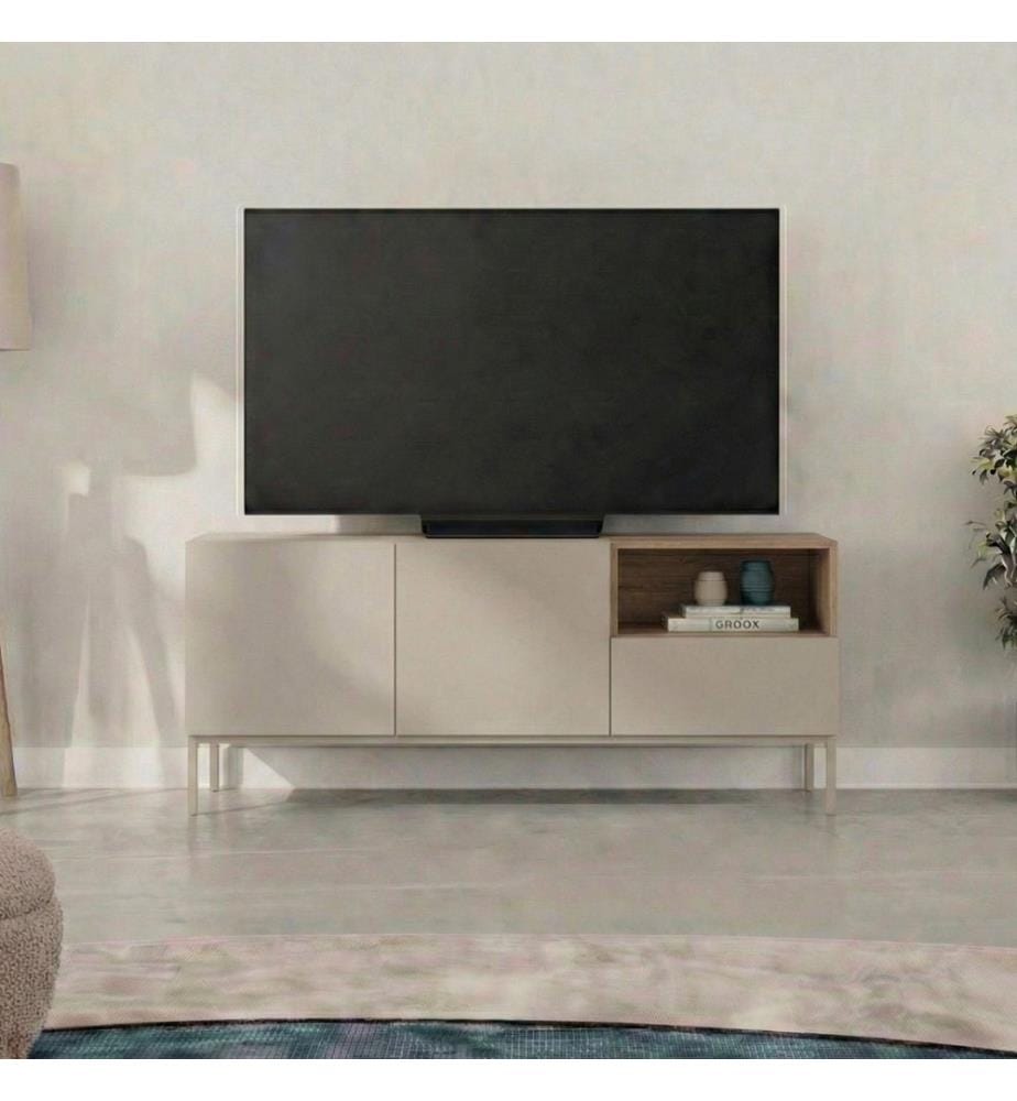 Meuble TV, panneaux de particules 100 % mélaminés, Santstone, chêne Sepet
