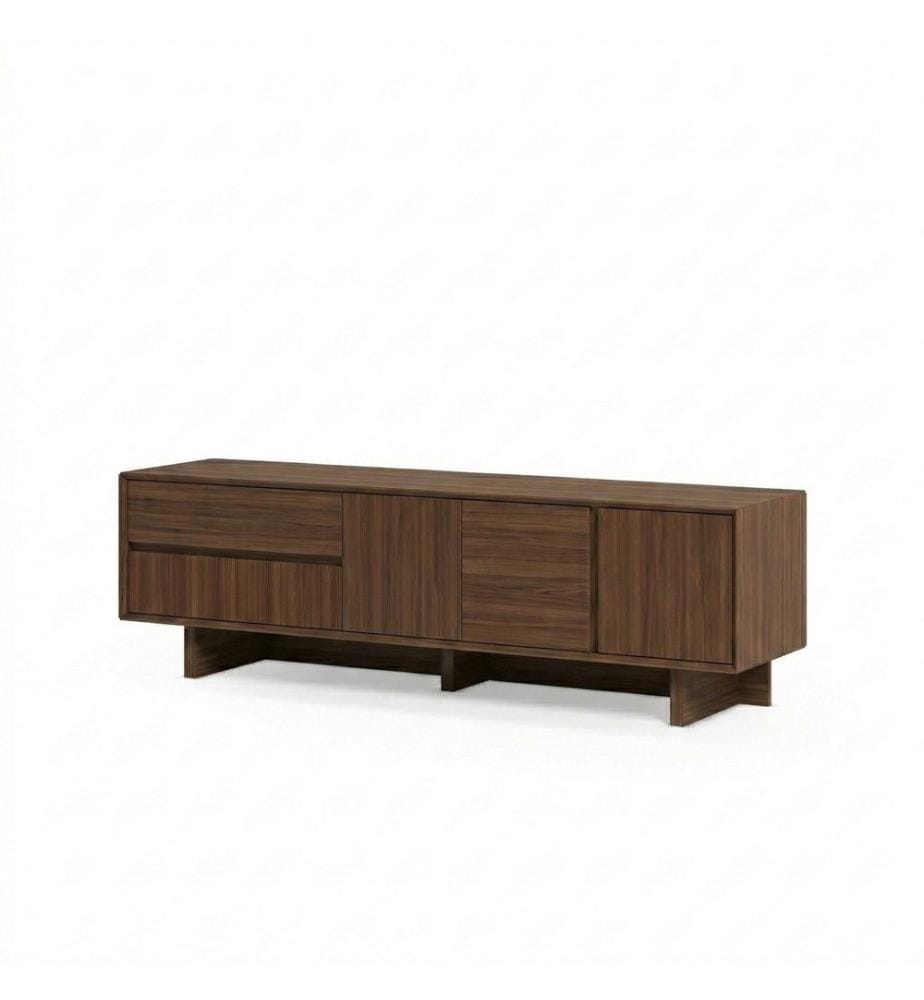 Meuble TV, panneau de particules 100 % mélaminé, noyer Milano