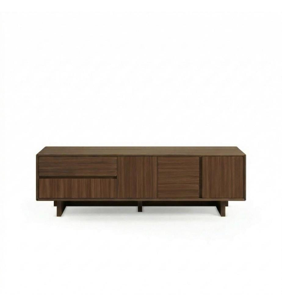 Meuble TV, panneau de particules 100 % mélaminé, noyer Milano