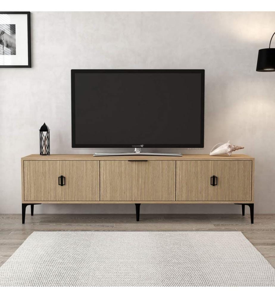 TV-Ständer, 100 % melaminbeschichtete Spanplatte, Eiche