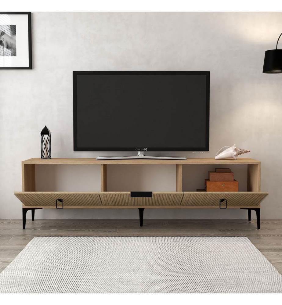 TV-Ständer, 100 % melaminbeschichtete Spanplatte, Eiche