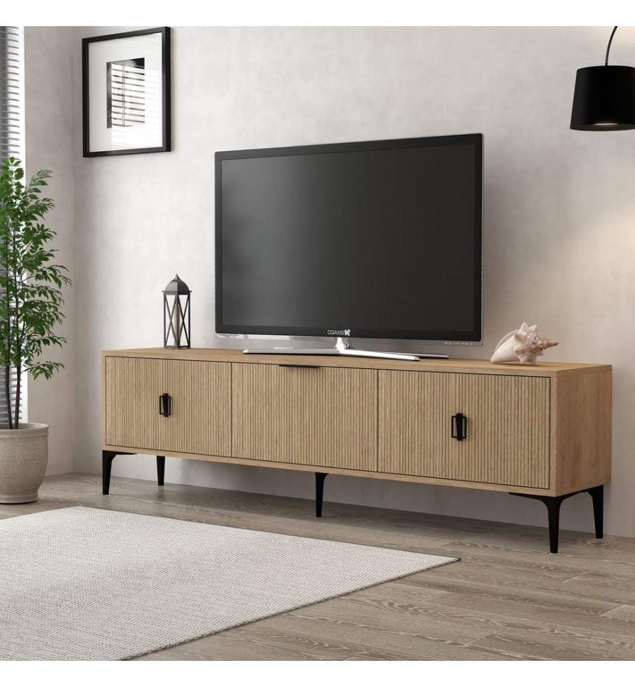 TV-Ständer, 100 % melaminbeschichtete Spanplatte, Eiche
