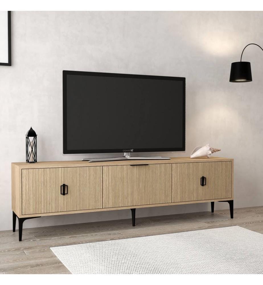 TV-Ständer, 100 % melaminbeschichtete Spanplatte, Eiche