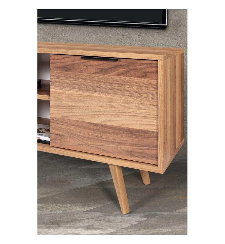 Meuble TV, panneau de particules 100 % mélaminé, noyer