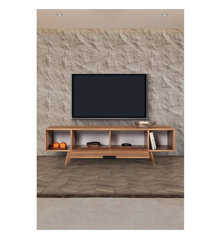 Meuble TV, panneau de particules 100 % mélaminé, noyer