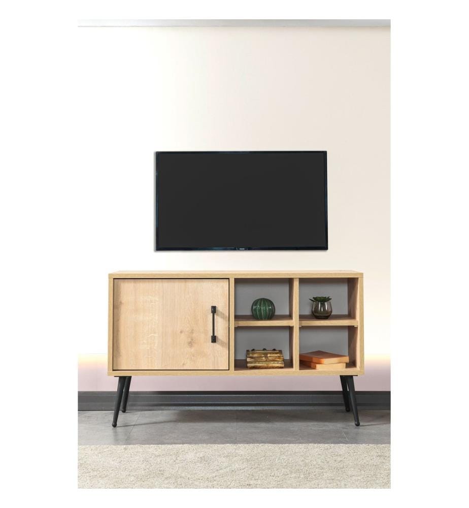 TV-Ständer, 100 % melaminbeschichtete Spanplatte, Saphir-Eiche